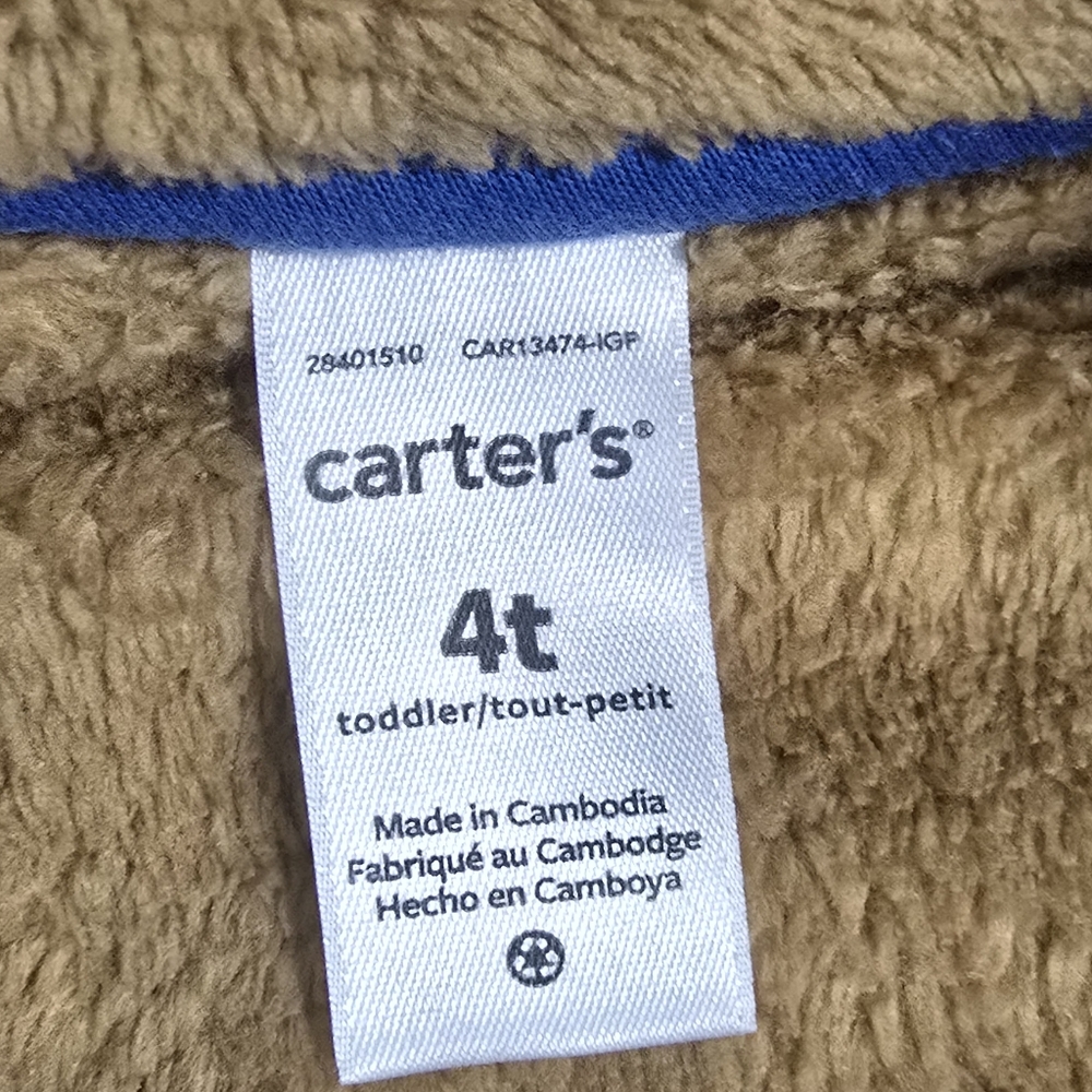 4T Carter’s Gray Fur Lined Zip-Up Hoodie - Picture 6 of 8